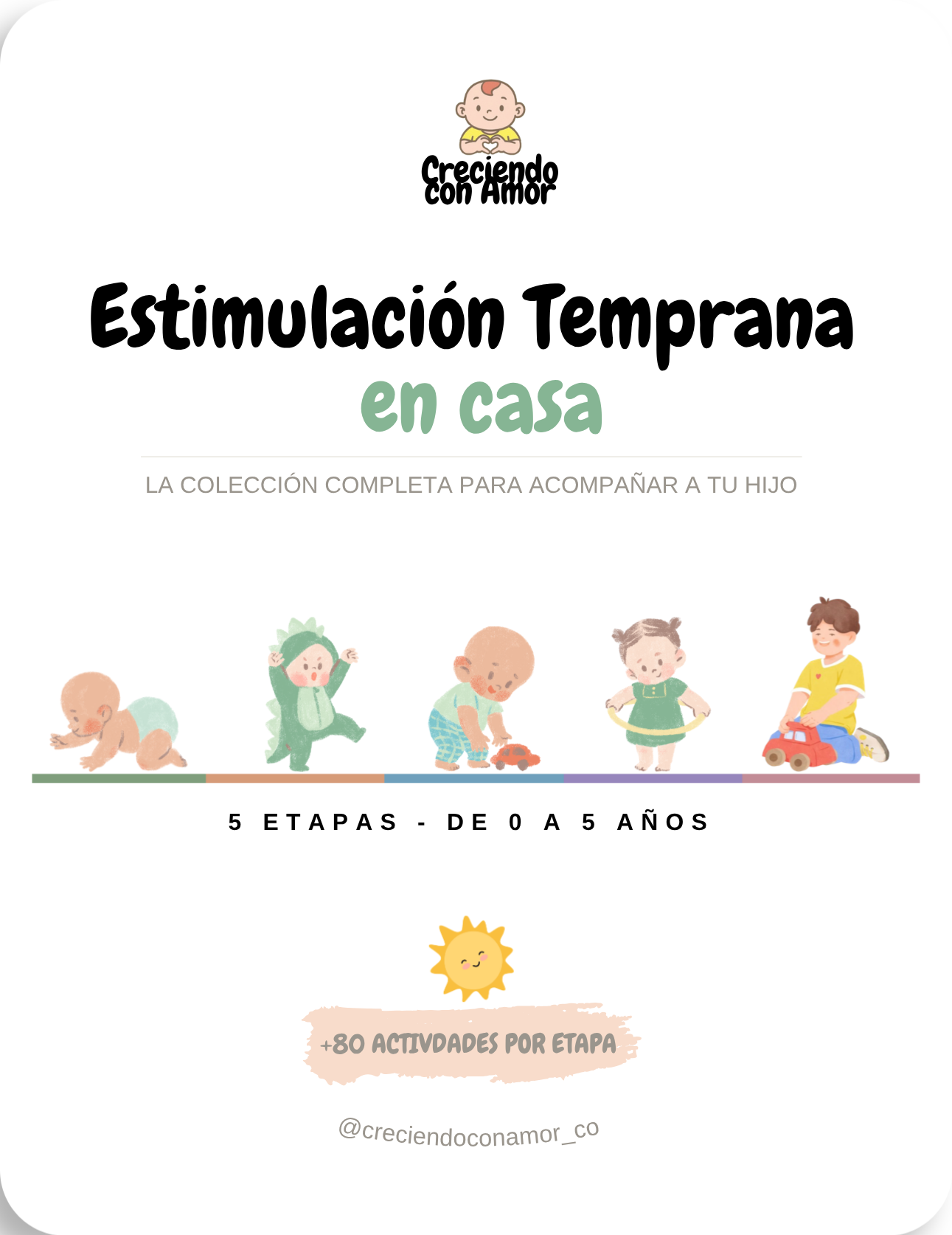 Portada de la colección Estimulación Temprana en Casa, 5 etapas de 0 a 5 años